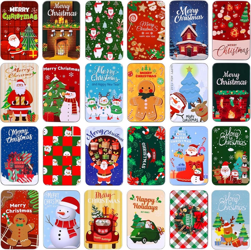 Thuodo 24 PCS Christmas Gift Card Tin Holder Boxes with Lids for Christmas Holiday Gift Box Set Metal Tin Small Boxes Stocking Stuffers Xmas Party Favors - Image 1